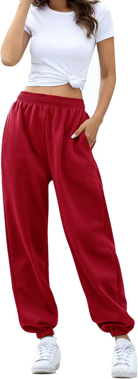 Women'S Baggy Sweatpants High Waisted Fleece Cotton Sweat Pants