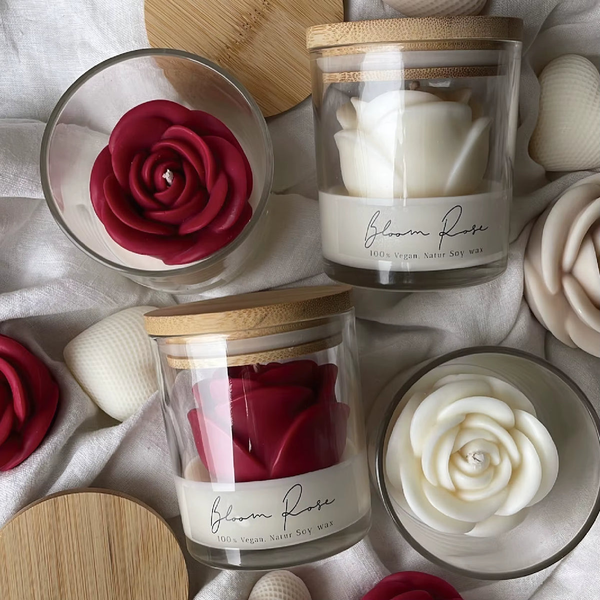 Valentine'S Day Rose Glass Wax Premium Atmosphere Styling Candle Fragrance Home Decoration Wholesale Scented Candle