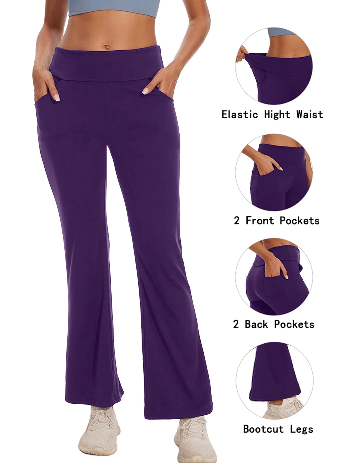 Flare Yoga Pants Workout Leggings with Pockets High Waist Flare Lightweight Activewear for Women