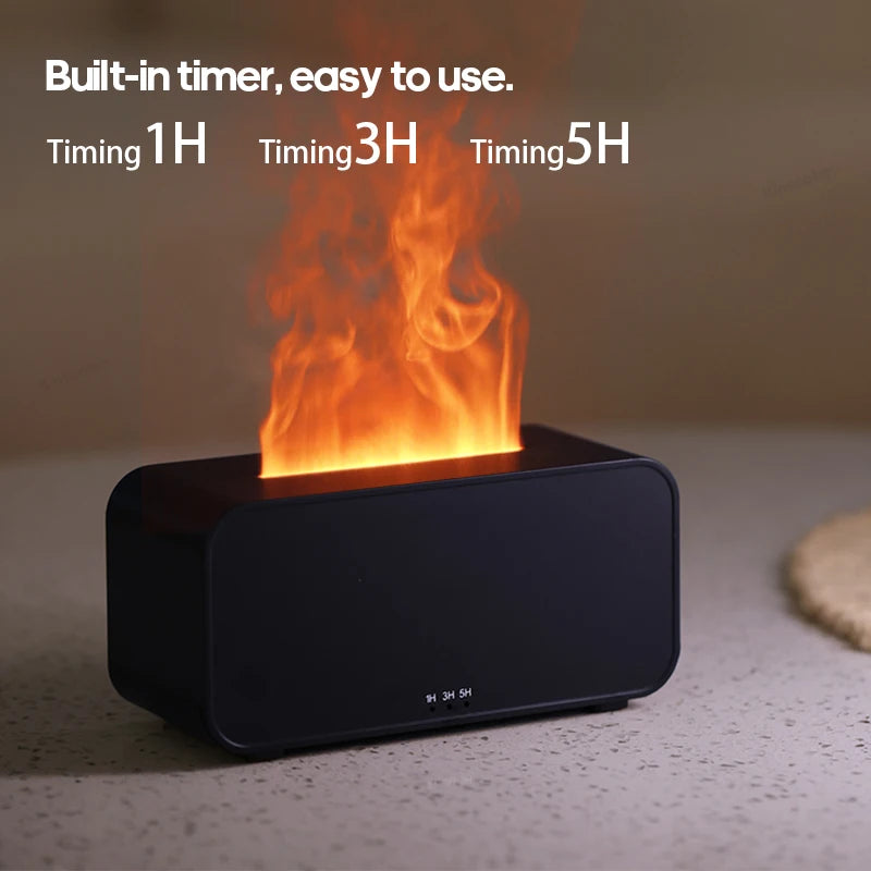 Aroma Diffuser Simulation Colorful Flame Air Humidifier Can Add Essential Oil Timing Setting Ultrasonic Cool Mist Maker Fogger