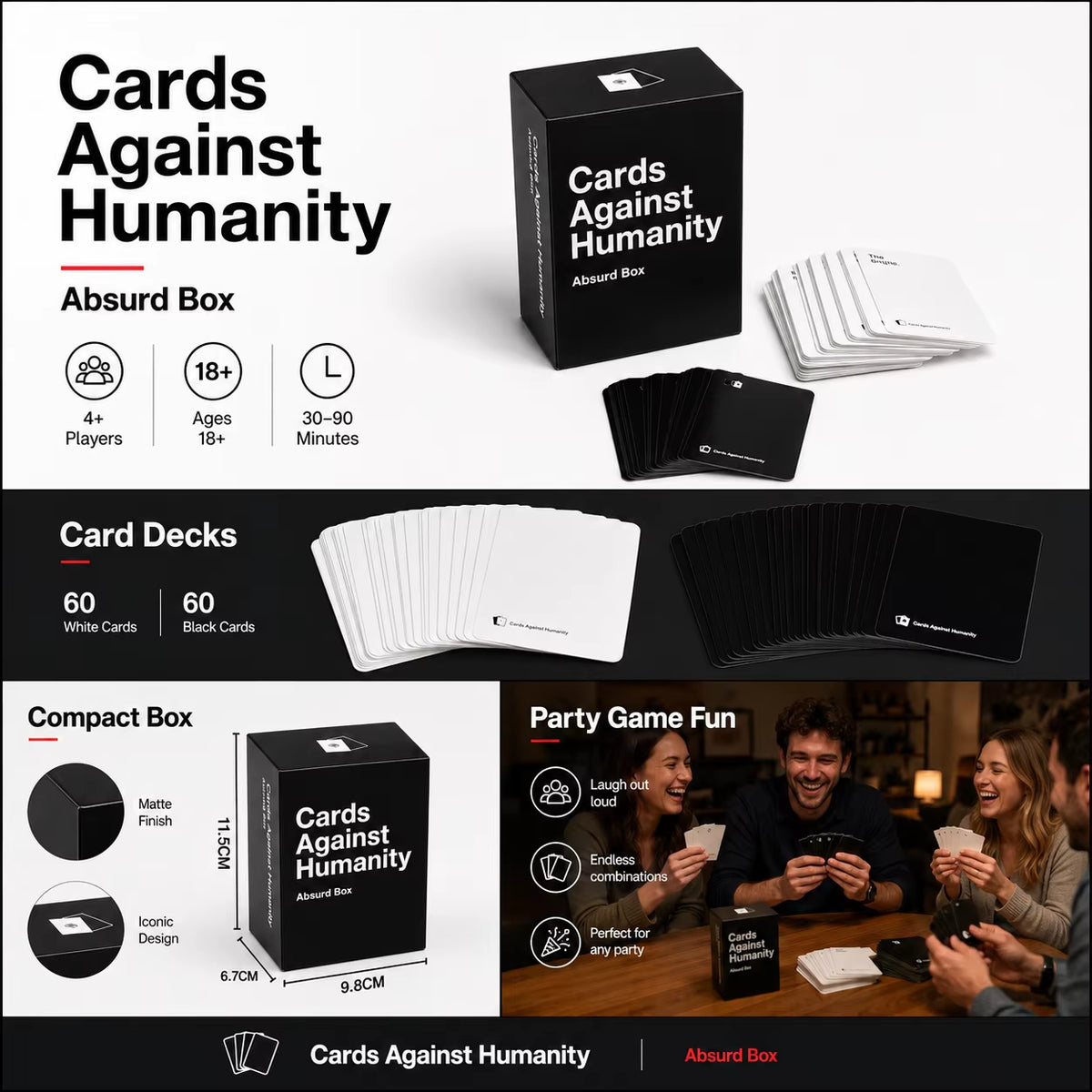 Cards against Humanity Absurd Box Adult Party Card Game Funny Social Icebreaker Friends Game Night English Version