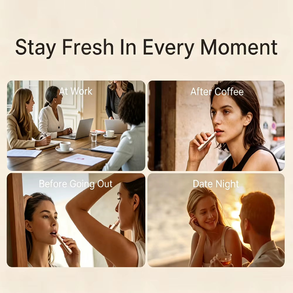 ZDEER PW16 Rechargeable Probiotic Oral Spray Cool Breath Mist, 10ML Refill Cartridges 5 Natural Flavors Portable Oral Care Gift