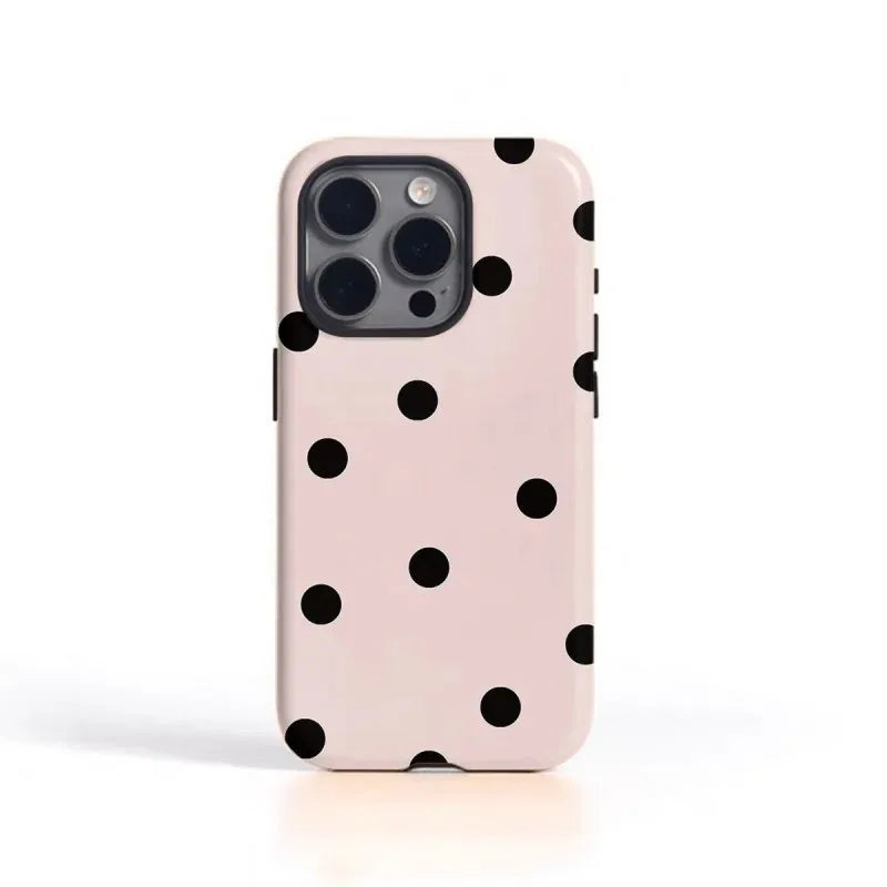 Luxury Pink Striped Polka Dots Pattern Phone Case for  17 Air 16E 16 Pro Max 15 14 plus 13 12 11 Pro Double-Layer Cover