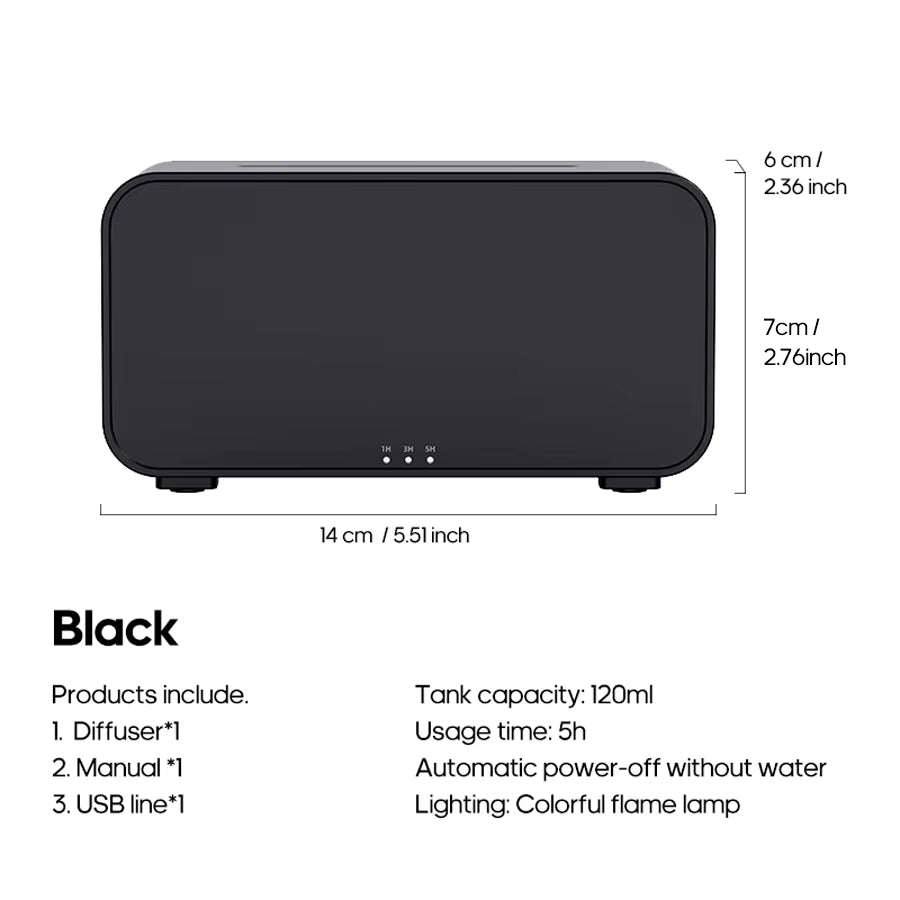 Aroma Diffuser Simulation Colorful Flame Air Humidifier Can Add Essential Oil Timing Setting Ultrasonic Cool Mist Maker Fogger
