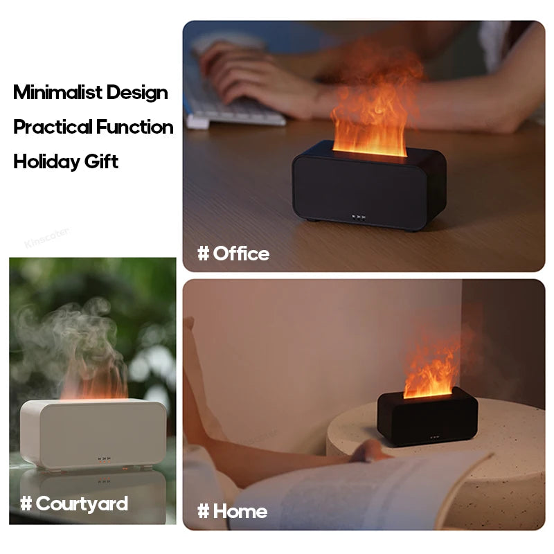 Aroma Diffuser Simulation Colorful Flame Air Humidifier Can Add Essential Oil Timing Setting Ultrasonic Cool Mist Maker Fogger