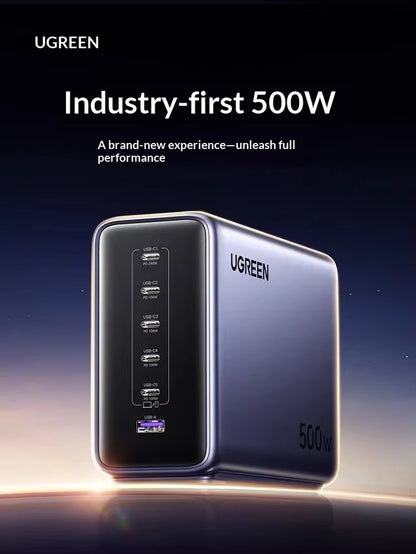 X759 Gan Charger 500W 6-Port Desktop Charging Station 5 USB-C 1 USB-A PD 240W Max for Laptops Macbook Phones Tablets