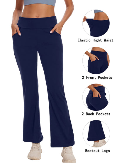 Women Yoga Pants Workout Leggings with Pockets High Waist Bootcut Flare Lightweight Activewear